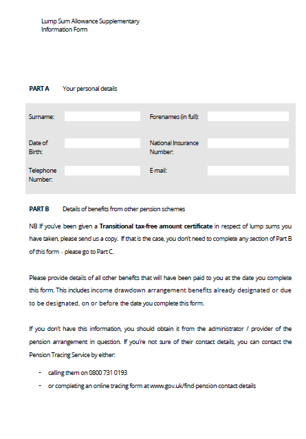 FAS Form: Lump Sum Allowance Information